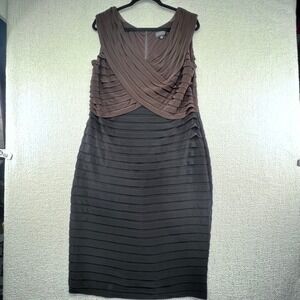 Adrianna Papell Woman Dress, Brown & Black, Sleeveless, Tiered‎ Cocktail Party